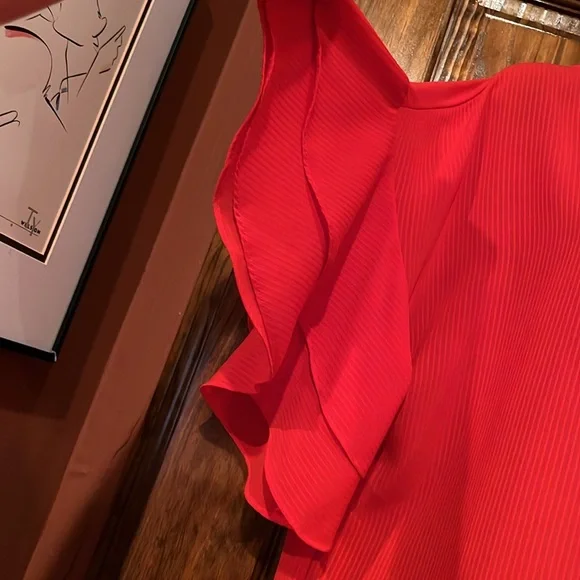 Red Ruffle Bell 3/4 Sleeve Tunic Top - Picture 3 of 7